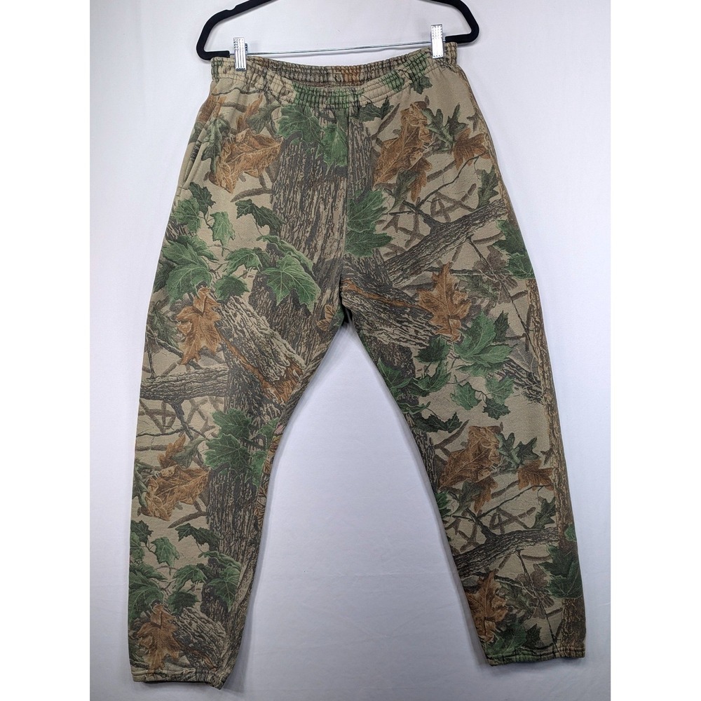 Jerzees Outdoors Camo Sweatpants Mens Large Tree Leaf Camouflage Joggers Tan L